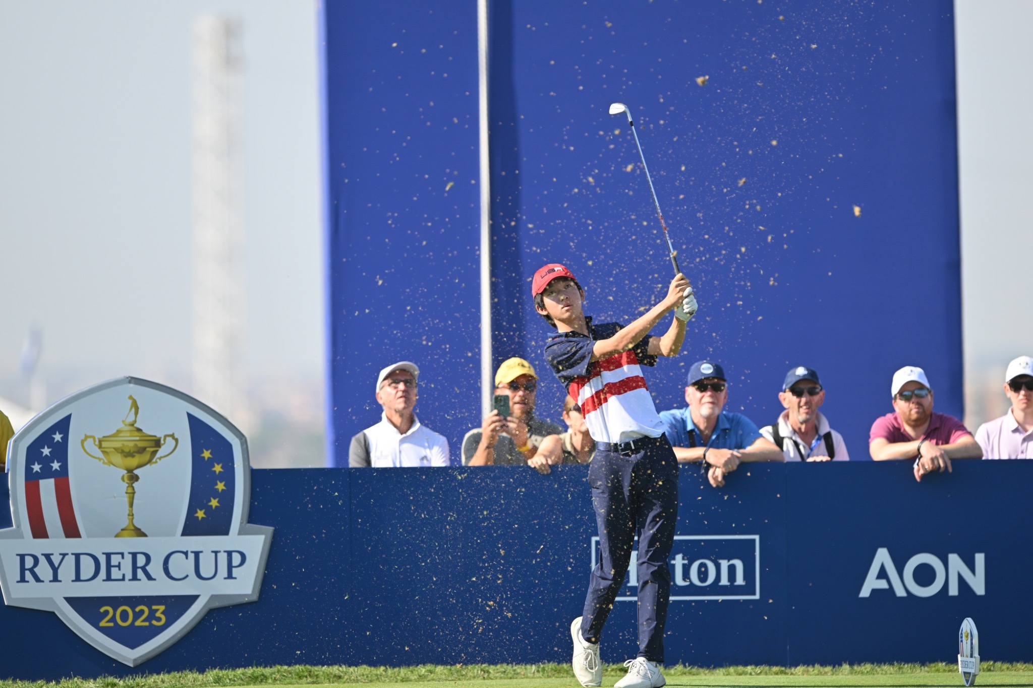 Jay Leng competing for Team USA at the Junior Ryder Cup