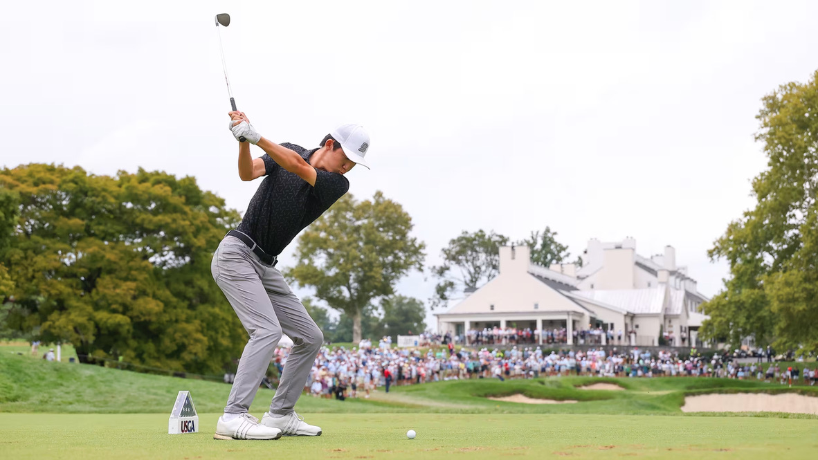 Jay Leng hitting a golf shot