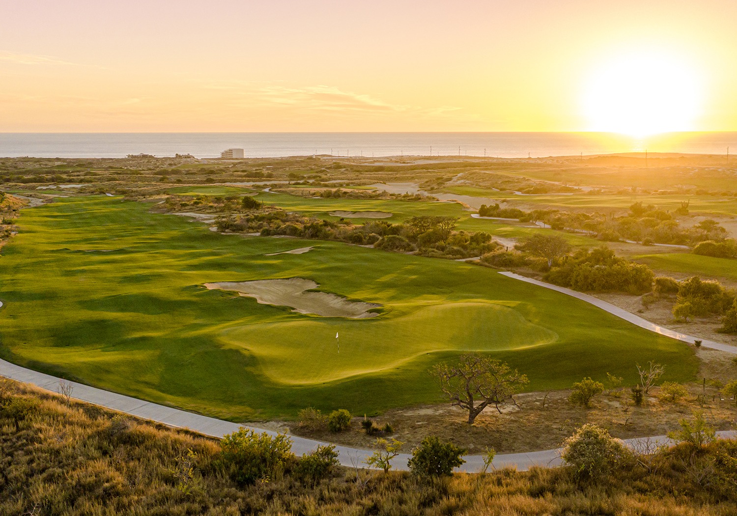 World Wide Technology Championship venue at El Cardonal at Diamante in Los Cabos during sunset